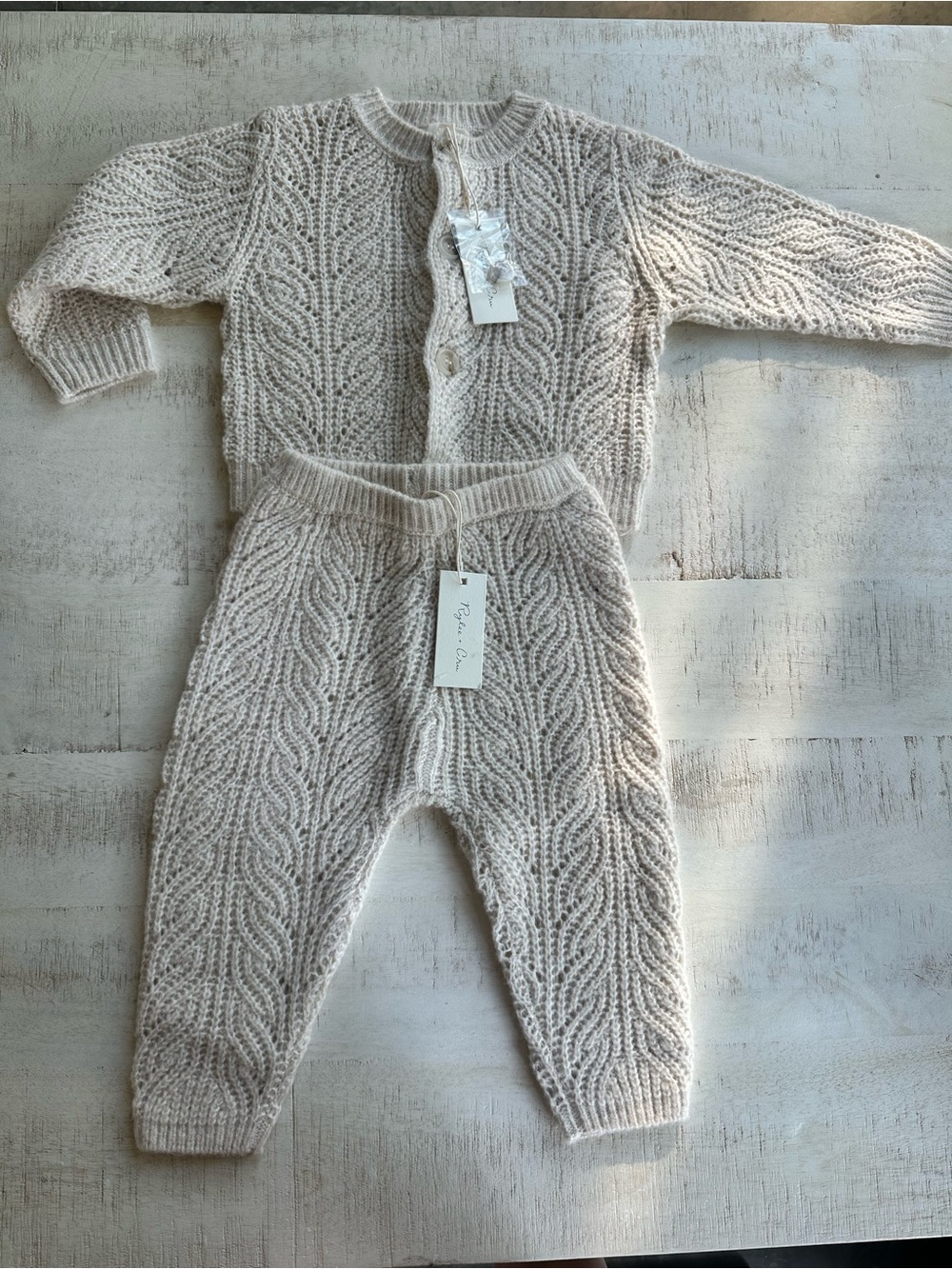 Rylee + Cru Heathered Oatmeal Cardigan & Pants Set